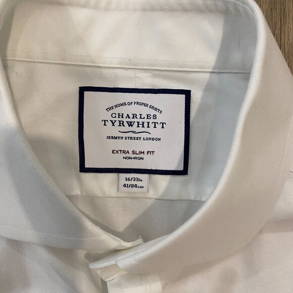 Charles Tyrwhitt Non-Iron Extra Slim Fit Dress Shirt – White – 16/33 - Picture 3 of 8